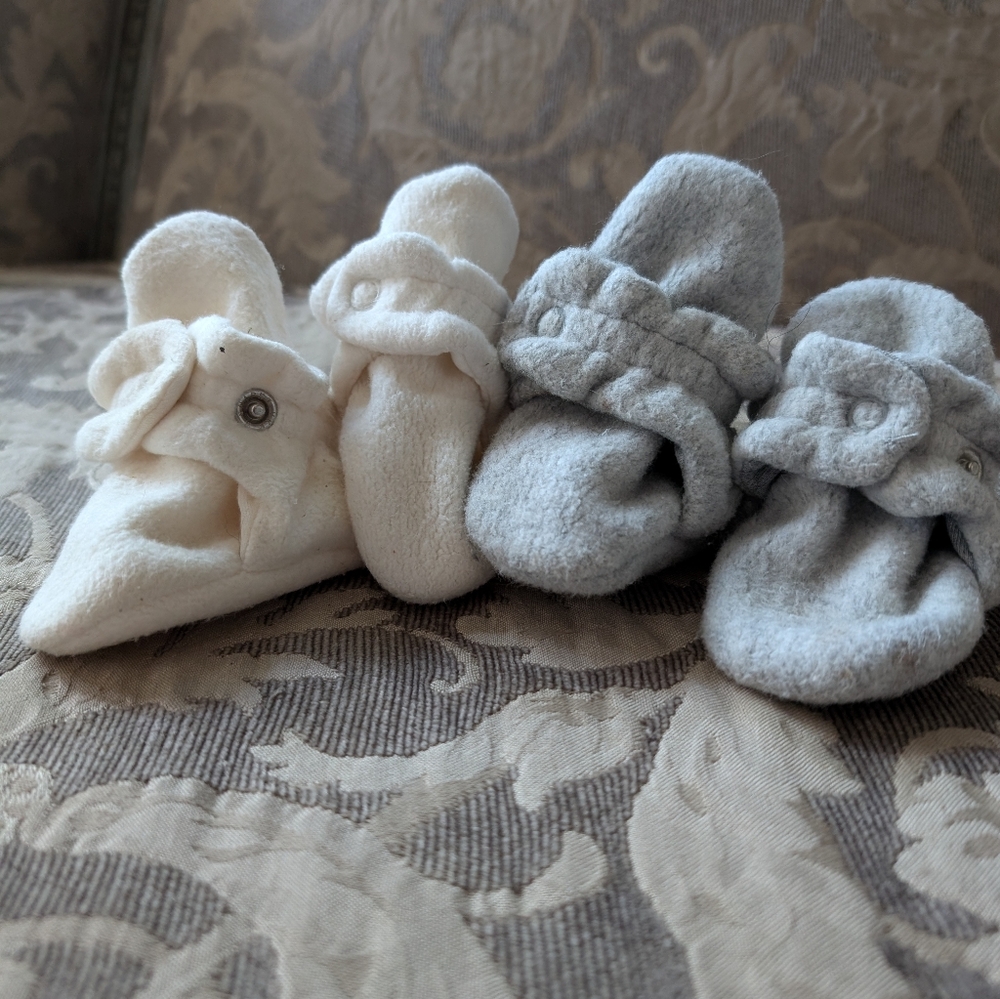 Two Zutano Organic Sock Slippers